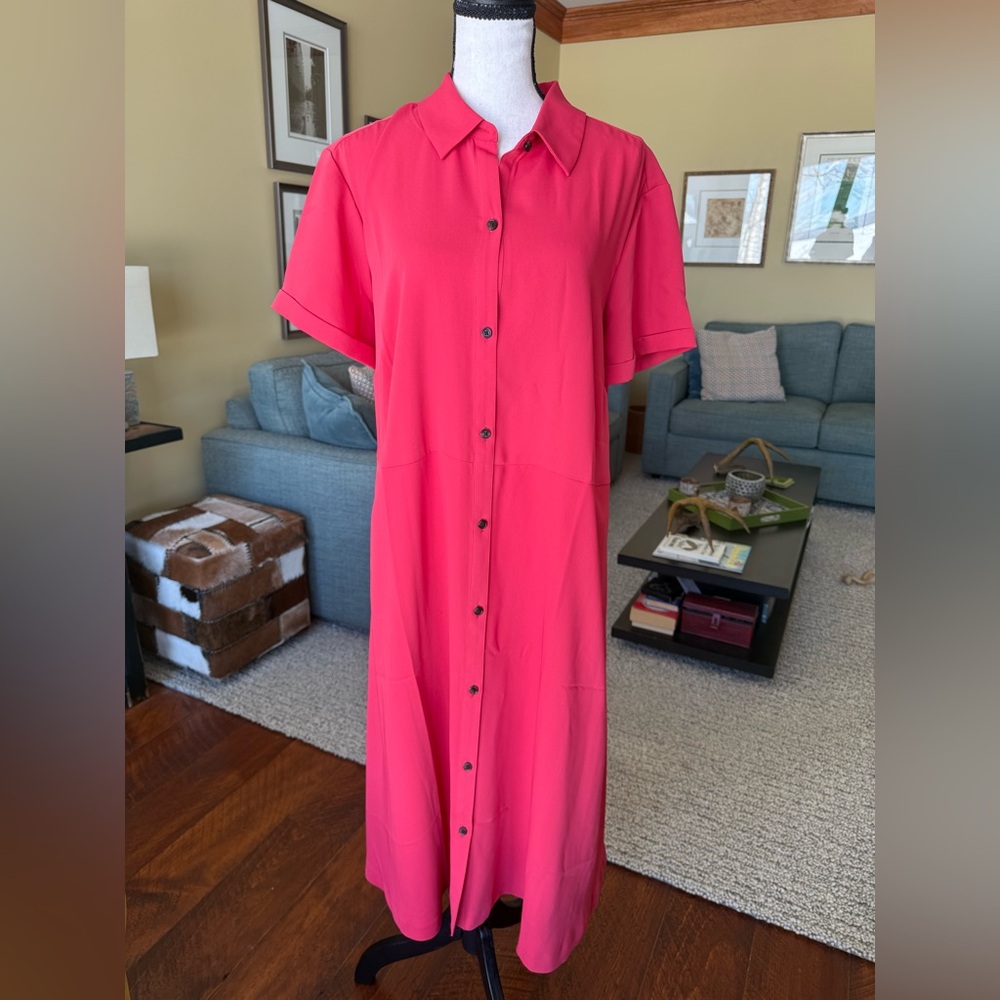 J Jill XL button up front dress, ties at waist to cinch from back or front